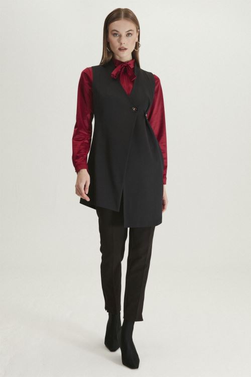 Siyah Fiyonk Yaka Siyah/Bordo İç Dış İkili Takım