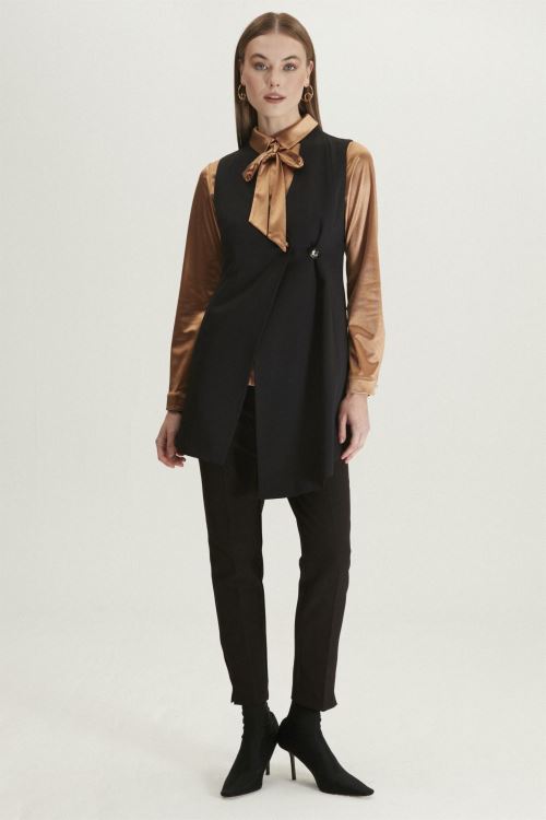 Siyah Fiyonk Yaka Siyah/Gold İç Dış İkili Takım